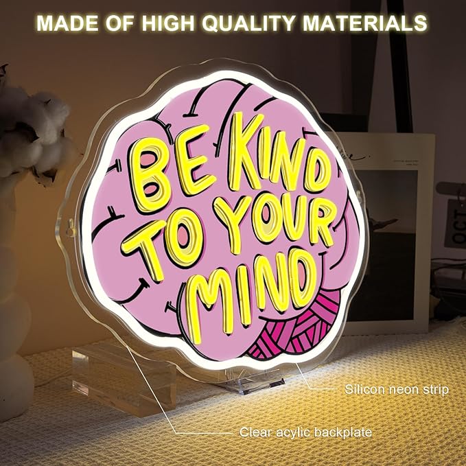 Lucunstar Be Kind To Your Mind Neon Sign Brain Neon Signs Dimmable Led - Image 4