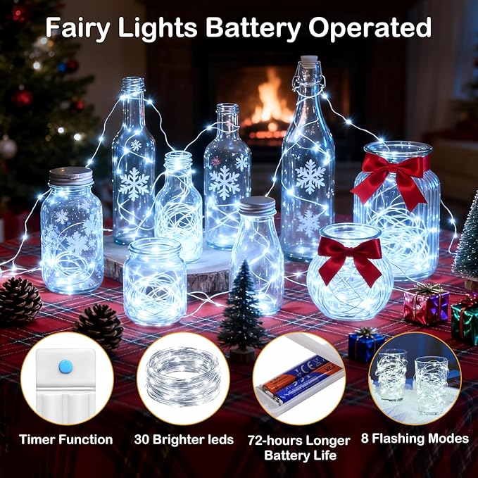 ZNYCYE 10 Pack Fairy Lights Battery Operated，10ft 30 LED String Lights 8 Modes - Image 4