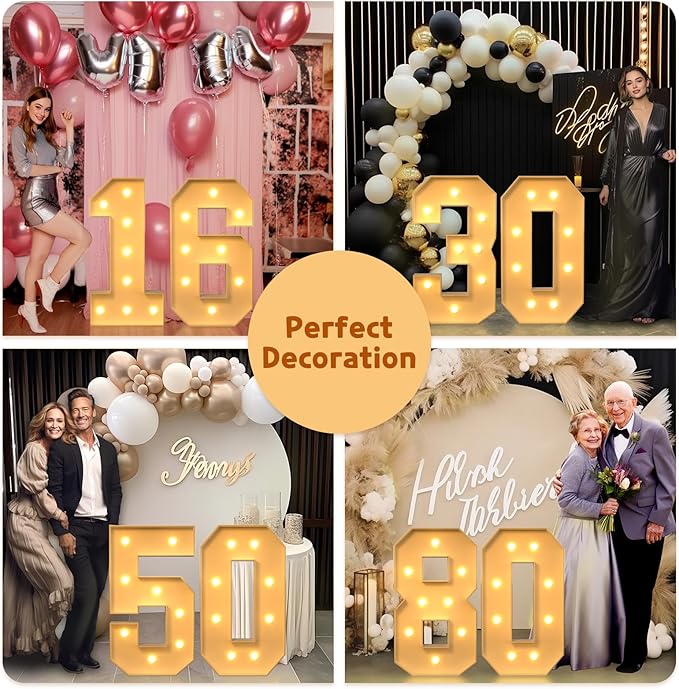 imprsv 3FT Light Up Numbers, Marquee Numbers 21st Birthday Decorations - Image 7