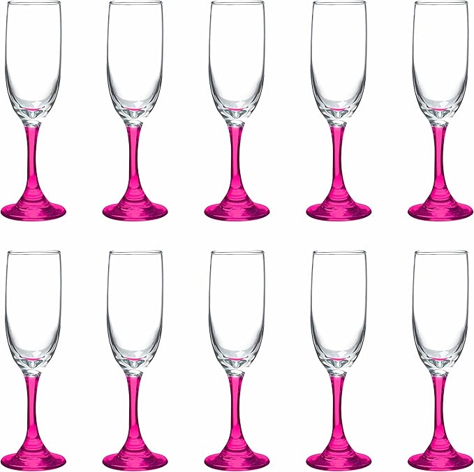 DISCOUNT PROMOS Premiere Champagne Flutes 6.25 oz. Set of 10, Bulk Pack by DISCOUNTPROMOS