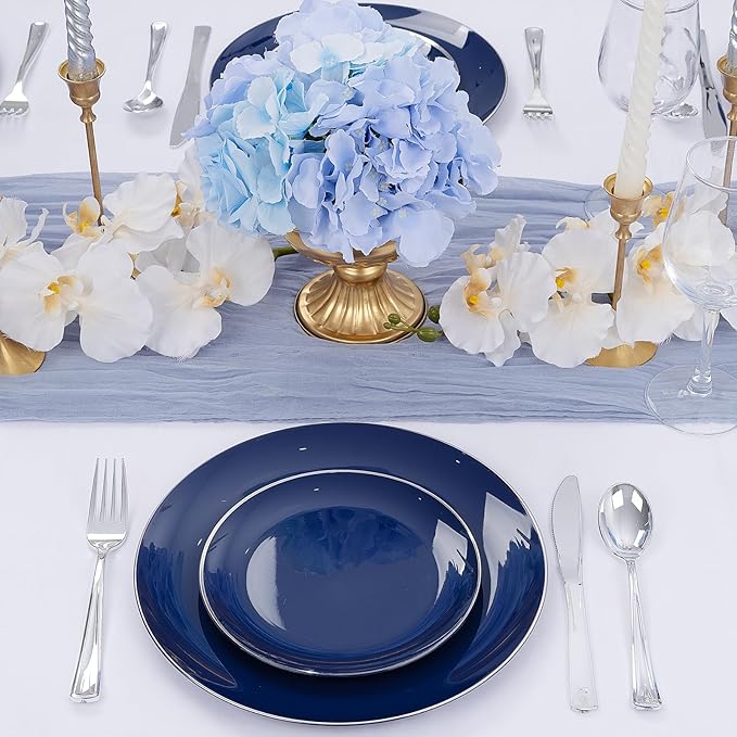 KIRE 200PCS Blue Plastic Plates - Image 9
