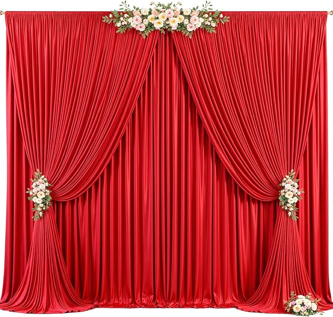 20ft x 12ft Red Backdrop Curtains Wrinkle Free Backdrop Curtain - Image 9