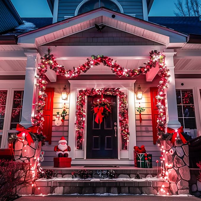 JMEXSUSS 500 LED Red and White Christmas Lights, 8 Modes 163ft String Lights - Image 5