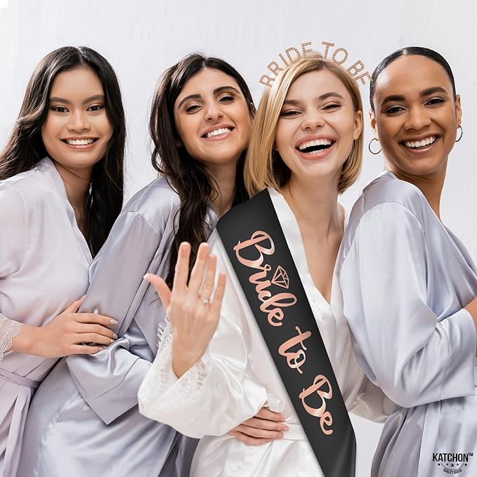 KatchOn, Rose Gold Bride To Be Sash and Bride Headband - Image 7