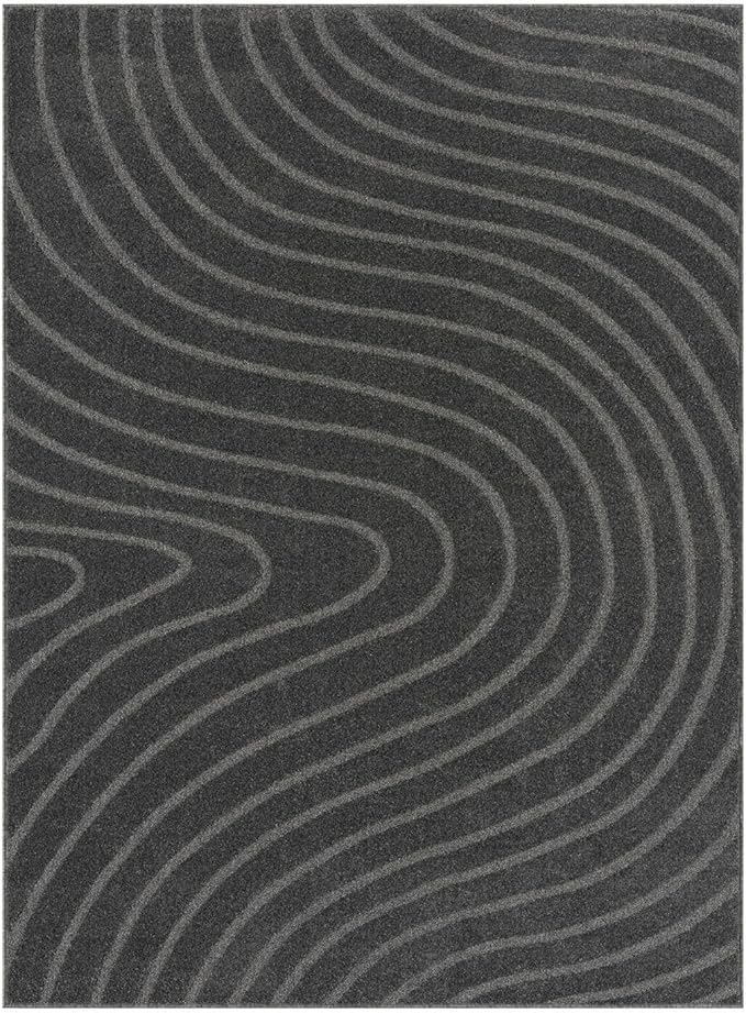 LUXE WEAVERS Modern Geometric Wave Anthracite 4x6 Area Rug - Image 3