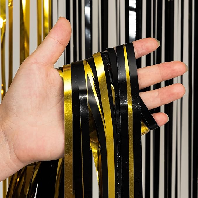 Black and Gold Party Streamers Decoration - Image 5