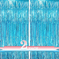 Light Blue Fringe Backdrop Party Decorations, 2 Pack Teal Tinsel Foil Fringe by Unknown
