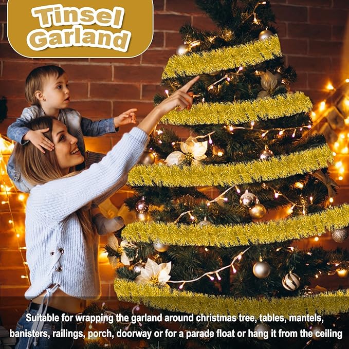 50 Feet Christmas Foil Fringe Banner Metallic Tassle Garland Metallic Backdrop - Image 3