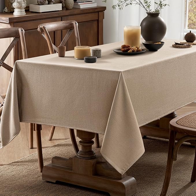 MIULEE Brown Linen Tablecloth 60x104 Inch Rectangle Table Cloth Waterproof - Image 5
