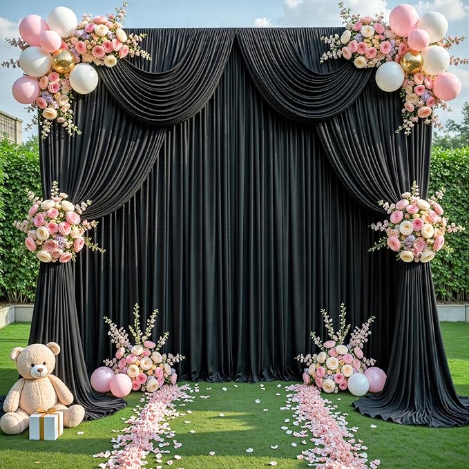 20ft x 12ft Black Backdrop Curtains Wrinkle Free Backdrop Curtain - Image 4