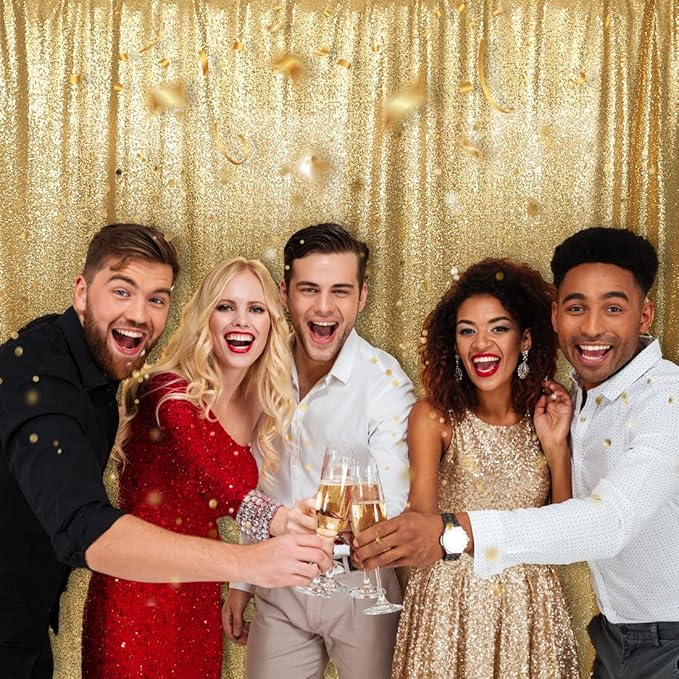 PartyDelight Sparkly Gold Sequin Backdrop 20Ft x 10Ft Photography Christmas - Image 7
