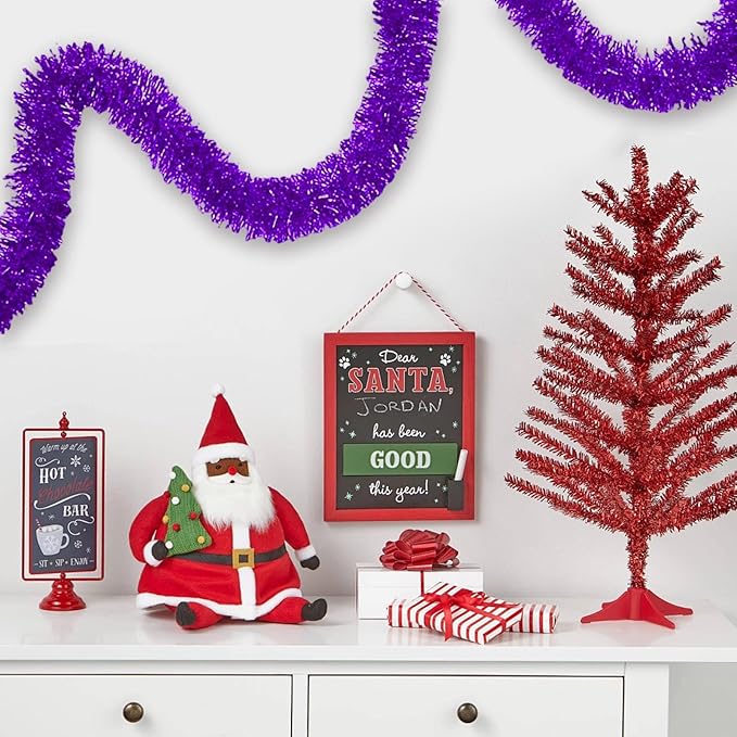 25 Feet Purple Christmas Tinsel Garland, Metallic Foil Twist Banner Wall - Image 7