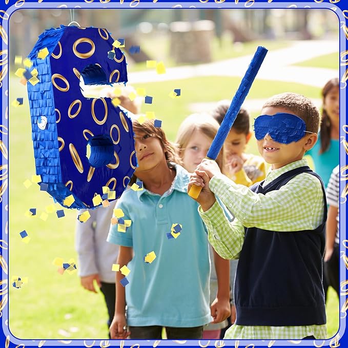 Number 6 Blue and Golden Rings Piñata - Image 6