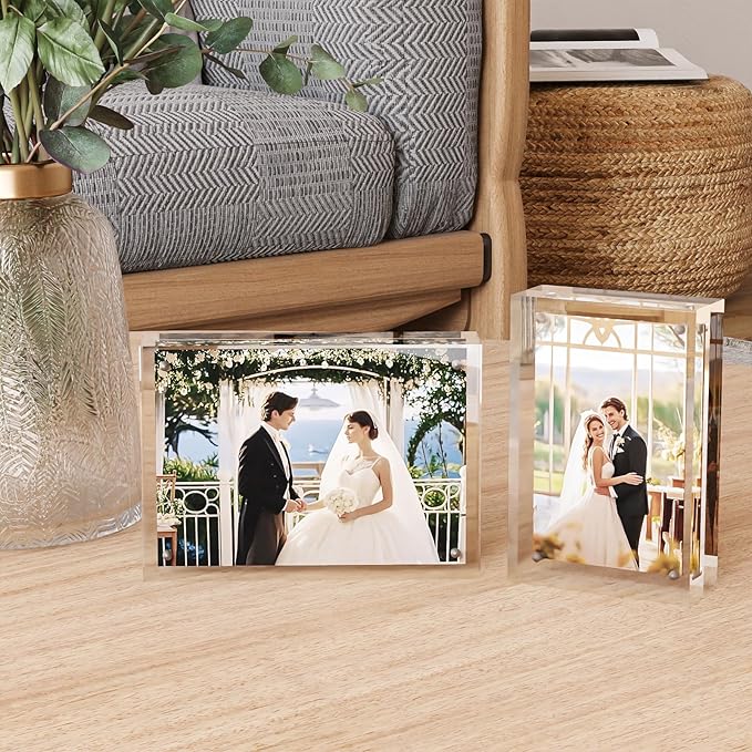 Egofine Acrylic Frames 4 Pack, 4x6 and 5x7 Combinations, 20mm Thicker Frameless - Image 6