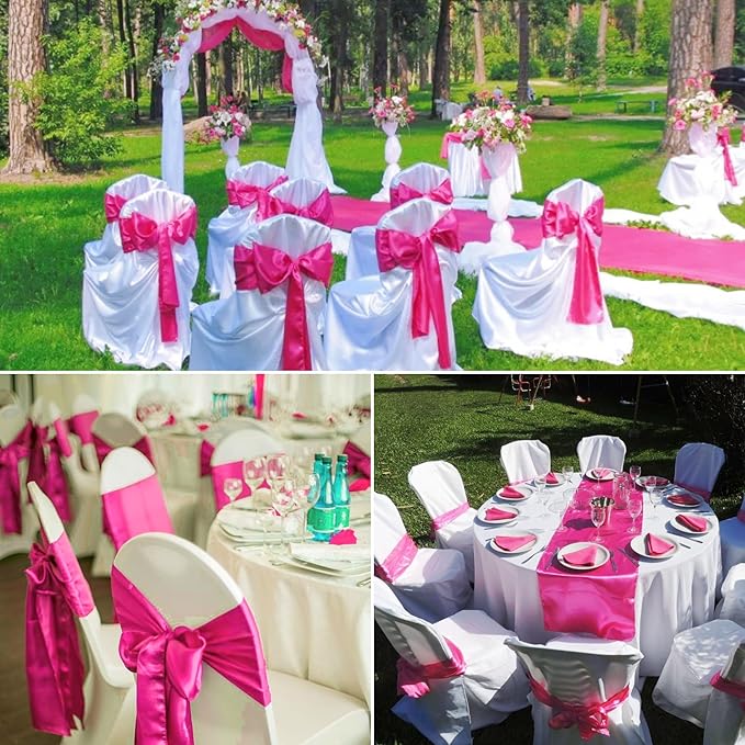 100 PCS Satin Chair Sashes Decorative Bow Chair Sashes Ties Back Ribbon Bows - Image 4
