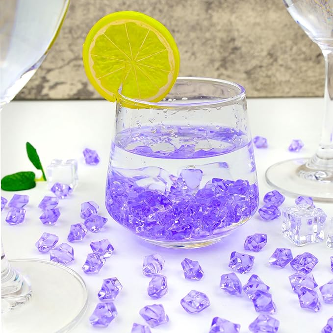 YATOJUZI 500pcs Fake Ice Cubes Violet Acrylic Crushed Rocks Purple Vase Fillers - Image 3