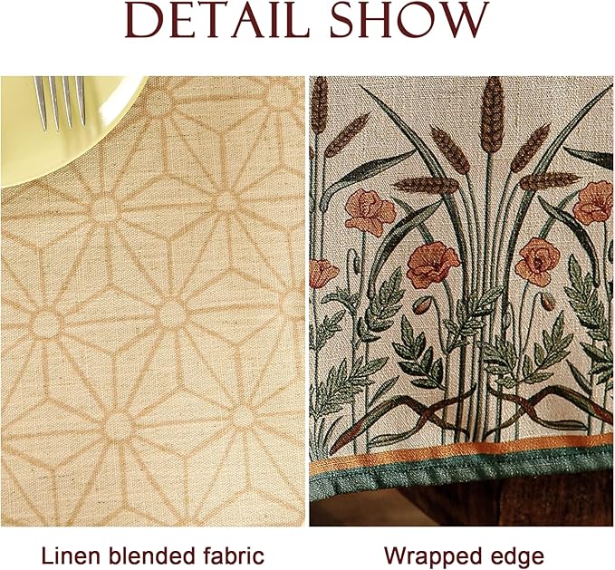 patdrea Designer Linen Rectangle Table Cloth, Vintage Anti-Wrinkle Durable - Image 5