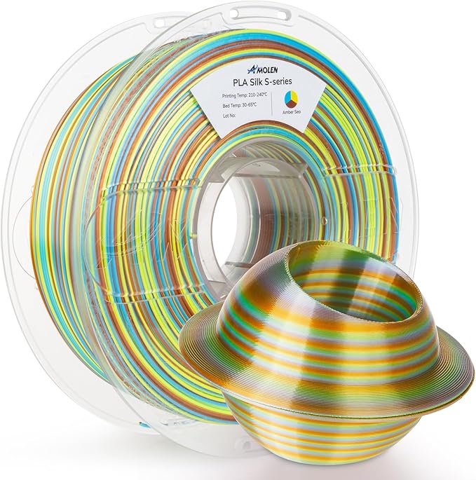 AMOLEN Silk PLA 3D Printer Filament, Shiny Multicolor Rainbow PLA Filament by AMOLEN