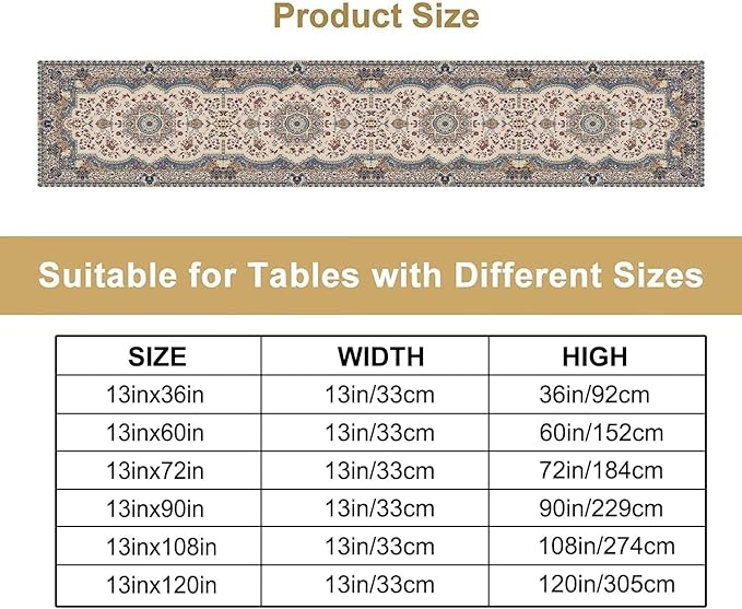Boho Vintage French Table Runner, Retro Flower Rustic Country Style Floral - Image 4