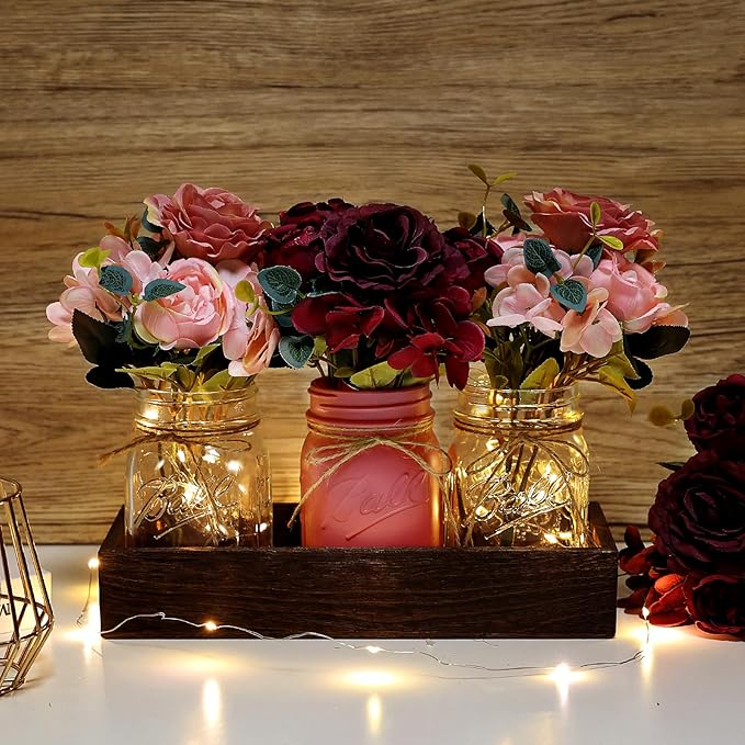 Mason Jar Lights Centerpiece for Table, Mason Jar Centerpiece Decor for Dining - Image 4