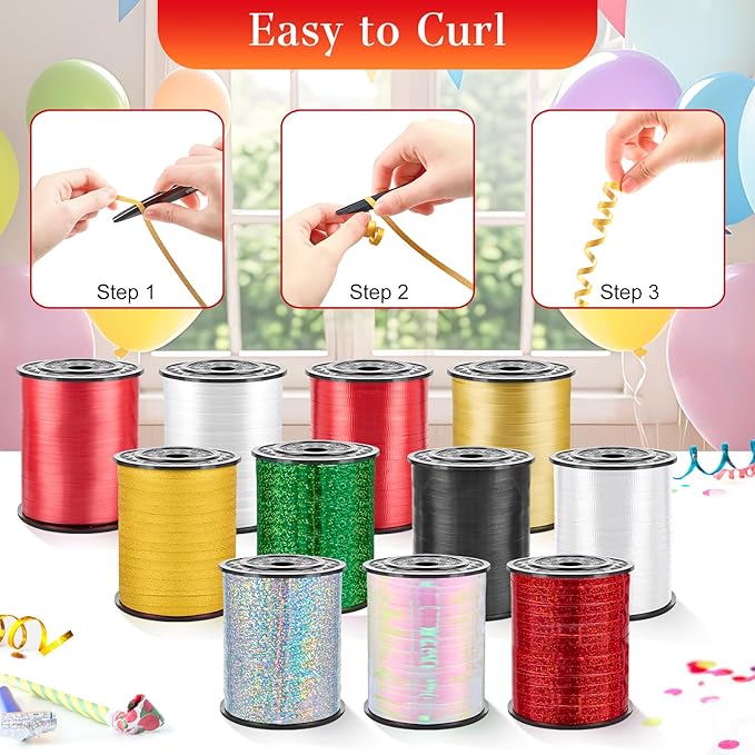 500 Yards Metallic Red Curling Ribbon-Balloon String-Balloon Ribbon Glitter - Image 7