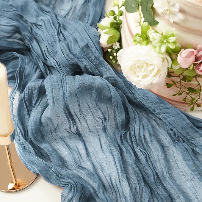 8 Pack 10Ft Dusty Blue Cheesecloth Table Runner 35x120 inch Boho Gauze Cheese - Image 7