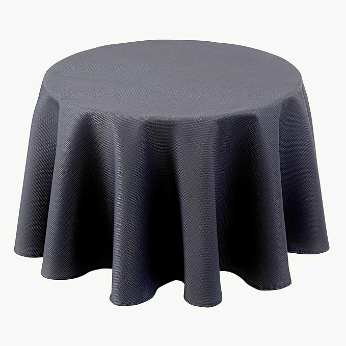Biscaynebay Textured Fabric Round Tablecloths 60", Dark Grey Water Resistant by Biscaynebay