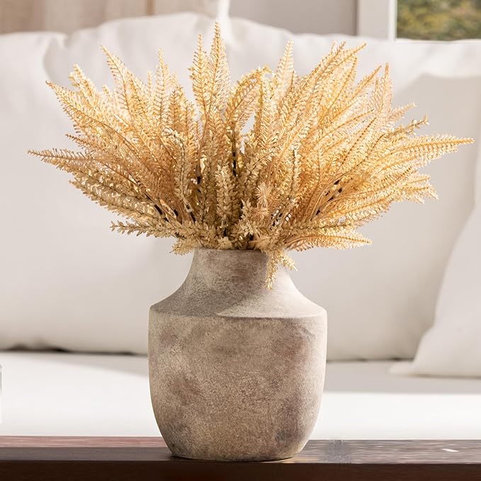 Mitt&Ditt Ceramic Flower Vase, 7.5 inch Off-White Farmhouse Rustic Vase - Image 4