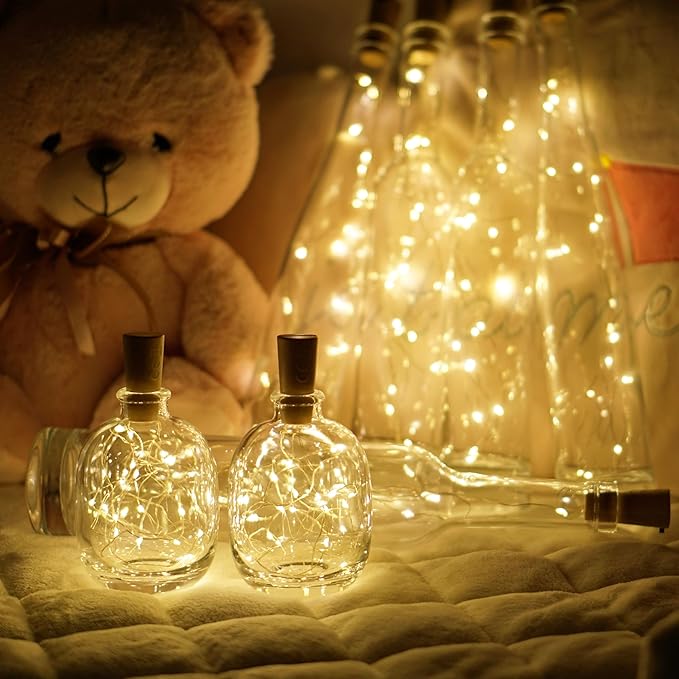 Wine Bottle Lights 20 LEDs Cork Lights Waterproof Battery Operated Fairy Mini - Image 2