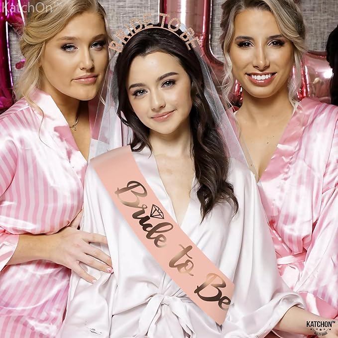 KatchOn, Rose Gold Bride to be Sash and Headband - Image 7