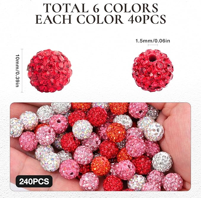 Novani 240pcs 10mm Pink Rhinestone Beads - Image 5
