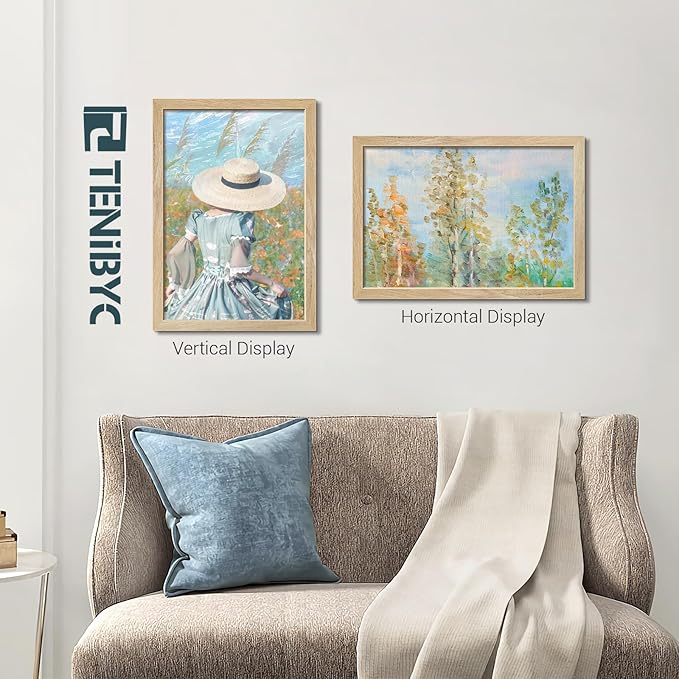 13x19 Picture Frame 4 Pack, Textured Elegant Natural Solid Wood & HD Tempered - Image 6