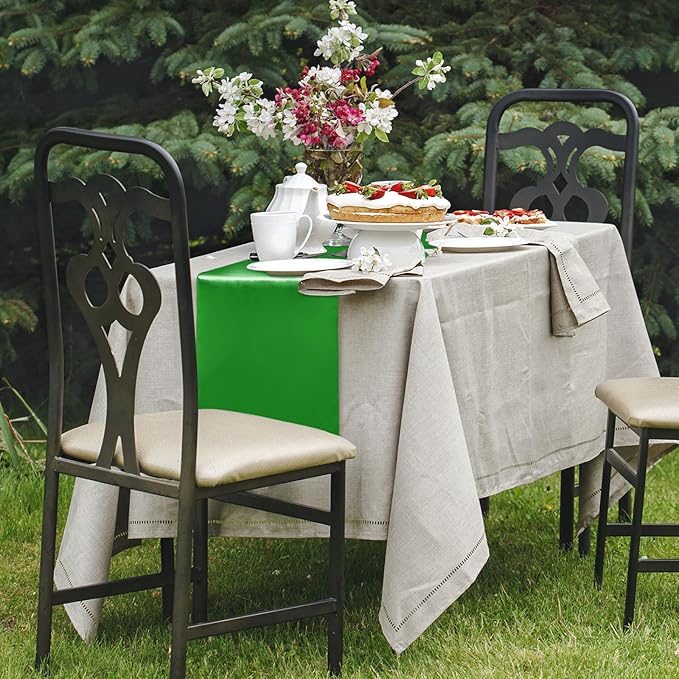 10 Pack Satin Table Runner 12 x 108 Inch Long Emerald Silk Table Runner - Image 3