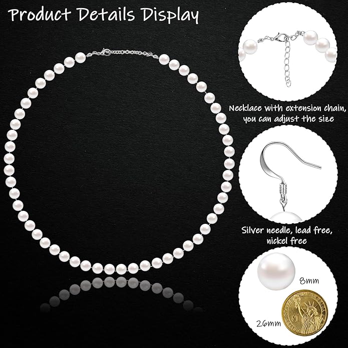4 Pcs 1920s Faux Pearl Costume Jewelry Set - Image 3