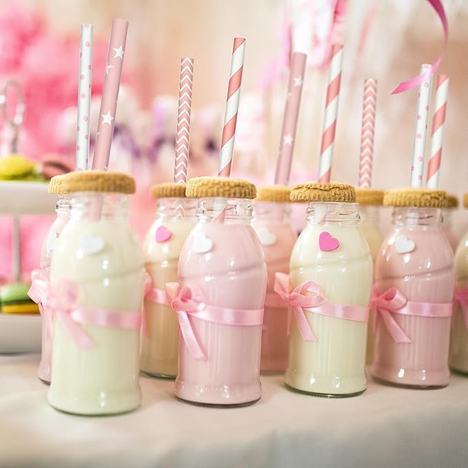 200 Biodegradable Pink Paper Straws, Party Straws - Image 5
