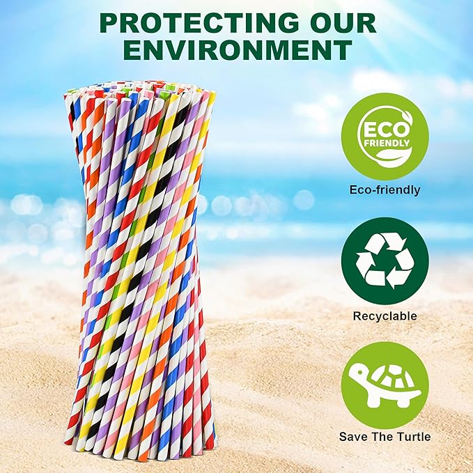 10.25 Inch Long Disposable Paper Straws Biodegradable Individually Wrapped - Image 7