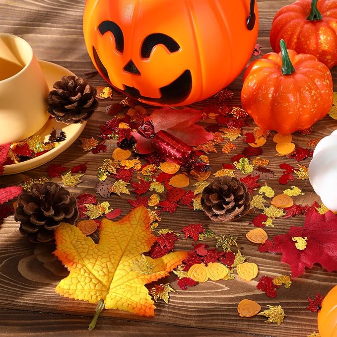 Autumn Fall Confetti Glitter Sequin Thanksgiving Maple Leaves Turkey Pumpkin - Image 4