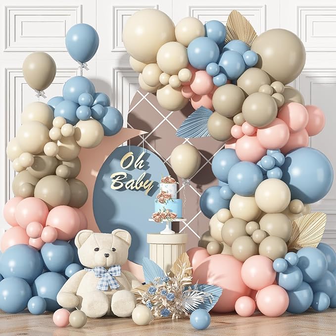 Gender Reveal Balloon Arch Kit 115Pcs Dusty Blue Blush Balloons Garland Boho by Domgoge
