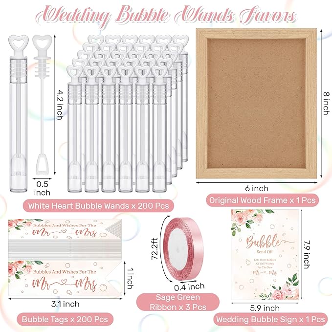 405 Pcs Wedding Bubbles Wands Set Include Heart Bubble Wands Bubbles Send Off - Image 2