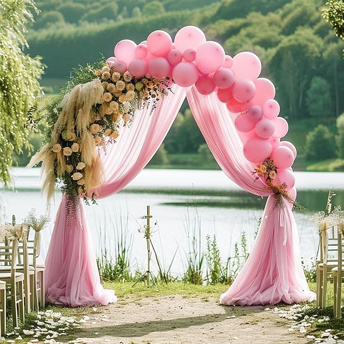 Wokceer Blush Pink Wedding Arch Draping Fabric Backdrop 3 Panels 28.7" X 20FT - Image 6