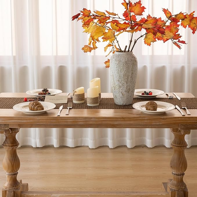 Boho Brown Table Runner for Home Decor 12x72 Inches Farmhouse Macrame Burlap - Image 5