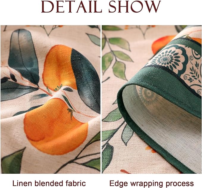 patdrea Designer Linen Small Round Table Cloth, Vintage Framhouse Oranges and - Image 4