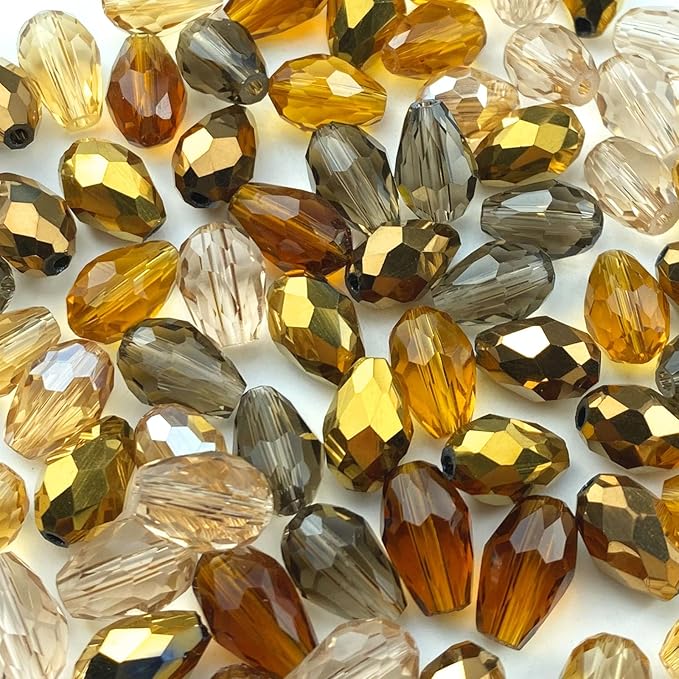 200pcs 4x6mm Teardrop Crystal Glass Beads Vertical Hole Faceted Loose Spacer by LIMAOLLY