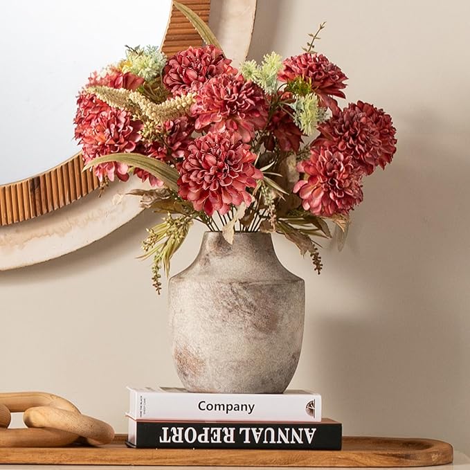 Mitt&Ditt Ceramic Flower Vase, 7.5 inch Off-White Farmhouse Rustic Vase - Image 3