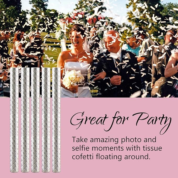BATTIFE 40Pack White Confetti Wands, 14 Inch Tissue Paper Confetti, Flick - Image 2