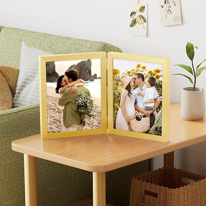 decorUhome Double 8x10 Picture Frame Vertical, Engineered Wood Bifold Photo - Image 6