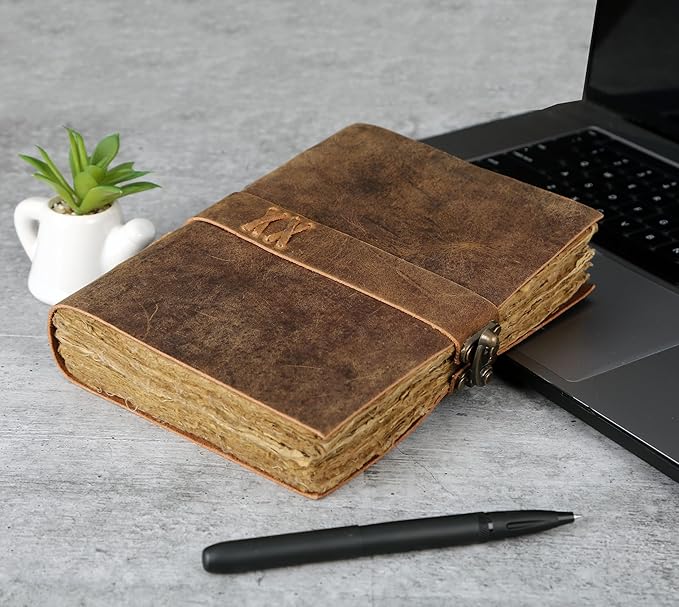 Vintage Leather Journal Handmade Buffalo Non-Refillable Deckle Edge Paper – - Image 6