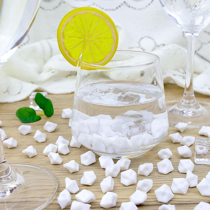 YATOJUZI 500pcs Fake Ice Cubes White Acrylic Crushed Rocks Vase Fillers Plastic - Image 3