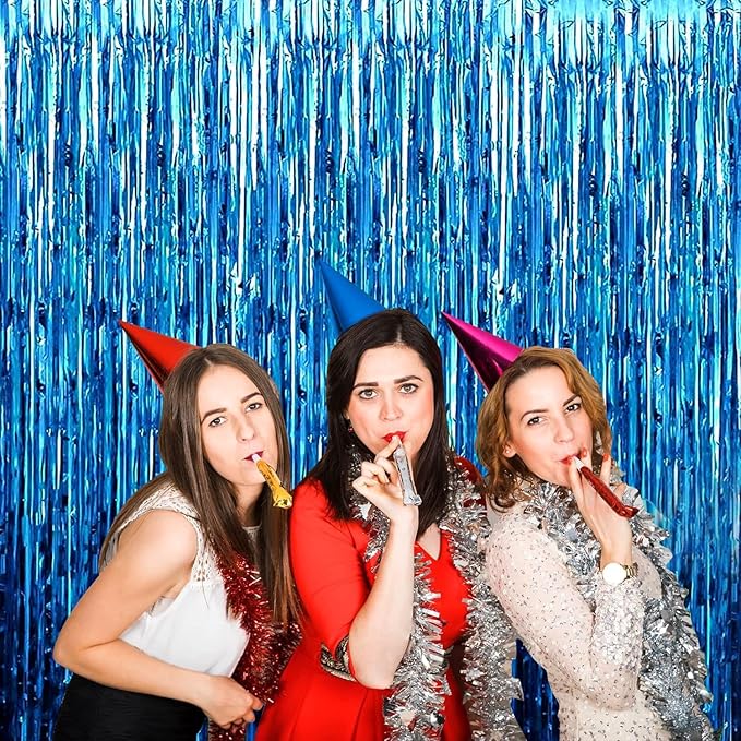4P Metallic Foil Fringe Tinsel Table Skirts - Image 4