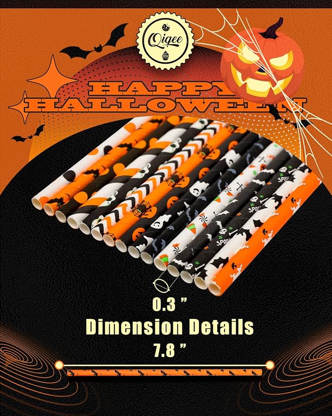 Halloween Paper Straws for Drinking Disposable Straws 150pcs Disposable Straws - Image 6
